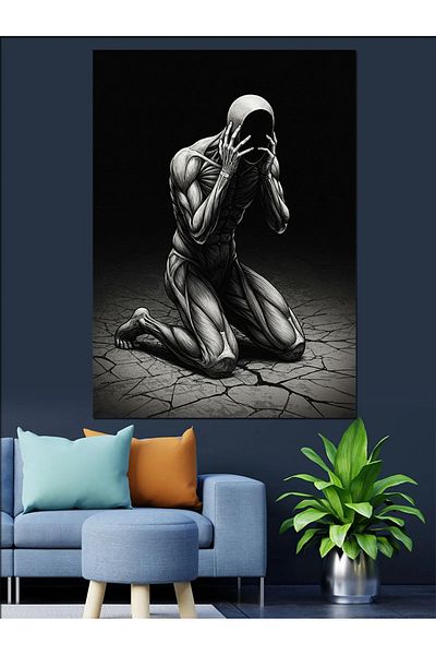 Tablomega Thinking Figure Design Canvas Decorativ - MDF Lemn Pictat
