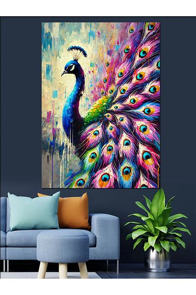 Tablomega Διακοσμητικός καμβάς Peacock - Ξύλινος πίνακας MDF
