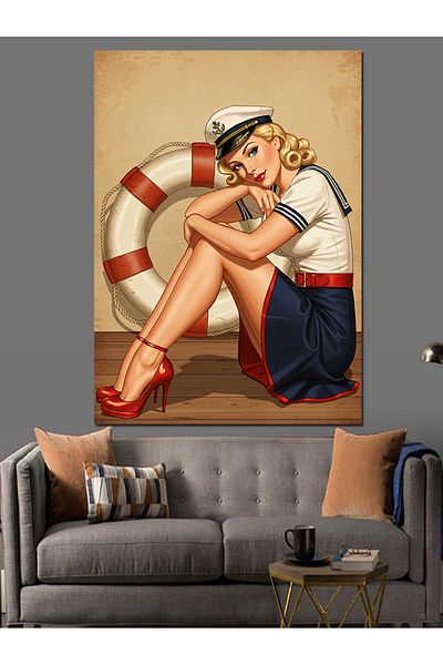 Tablomega Pânză Decorativă Ilustrație Femei Marinar - Lemn MDF