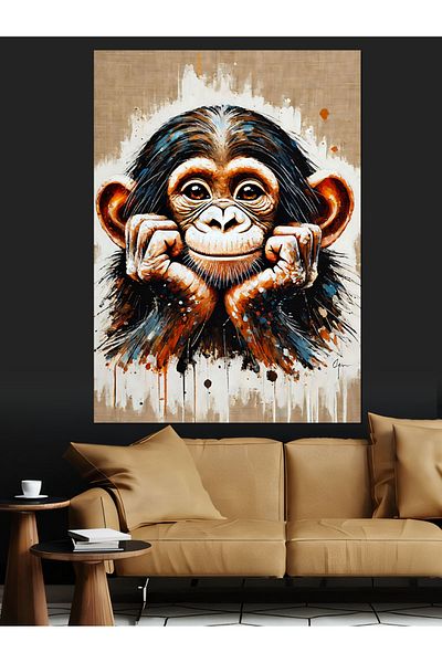Tablomega Confused Monkey Face Decorative Canvas - Mdf Wooden Painting