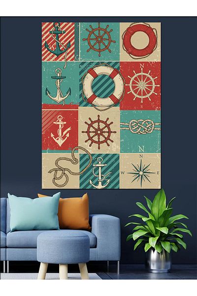 Tablomega Sailor Icons Decorative Canvas - Mdf Wooden Painting