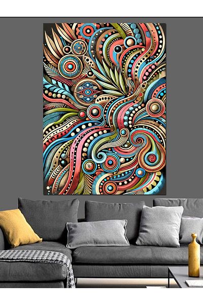 Tablomega Pânză decorativă cu model Paisley colorat - MDF Lemn