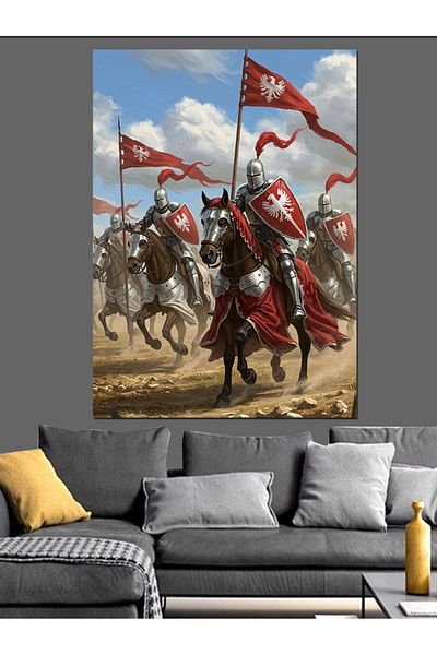 Tablomega Crusaders Warriors Desen Canvas Decorativ - MDF Lemn