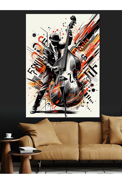 Tablomega Jazz Musician and Colorful Strokes Decorative Canvas - Mdf Wooden Painting