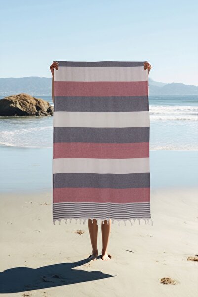 Homedius 100% Cotton American Patterned Tasseled Peshtemal Bath Beach Towel - 100X180 cm