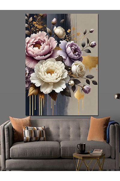 Tablomega Pânză decorativă cu aranjament floral pastel - Lemn MDF