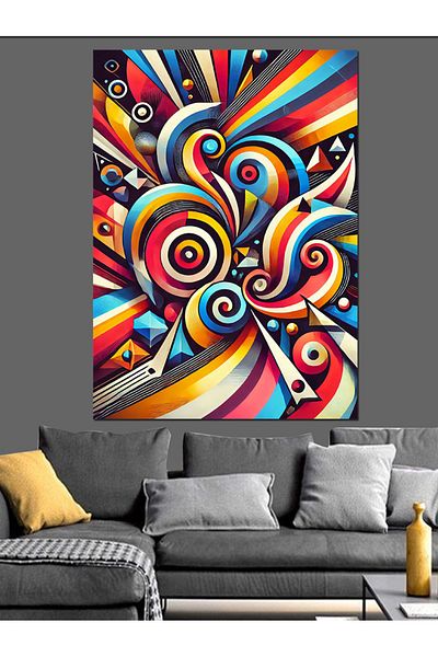 Tablomega Pânză decorativă cu model geometric colorat - MDF Lemn
