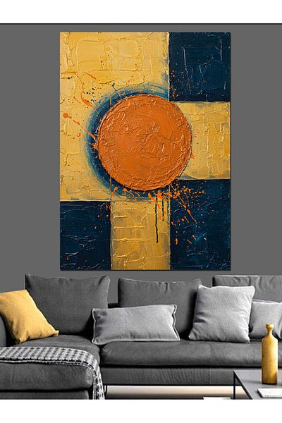 Tablomega Pânză decorativă cu desen abstract portocaliu - pictură din lemn MDF
