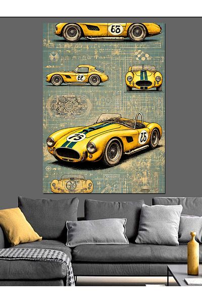 Tablomega Classic Racing Cars Decorative Canvas - Mdf Wooden Painting