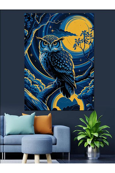 Tablomega Night's Guardian Owl Decorative Canvas - Mdf Wooden Painting