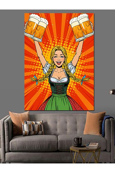 Tablomega Pânză decorativă pentru femei Buoyant Holding Beer - Lemn MDF