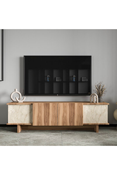 ALONEX HOME Diana 180 Cm Tv Ünitesi, Ceviz-mermer Desenli Tv Ünitesi, Modüler Ünite, Ekonomik Tv Ünitesi
