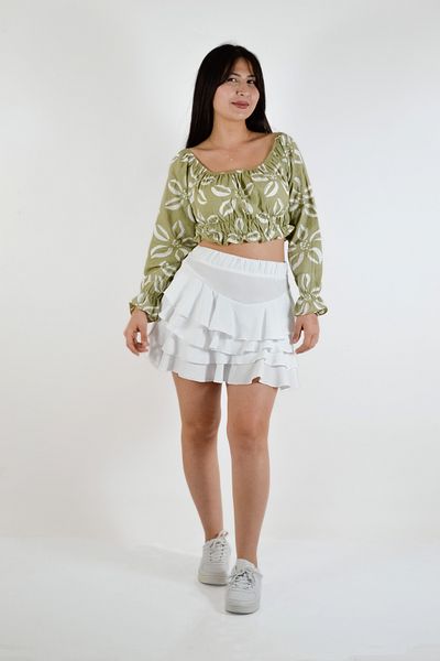 BUSEM Μπλούζα με σχέδιο Boat Neck Crop - Çağla-Ecru