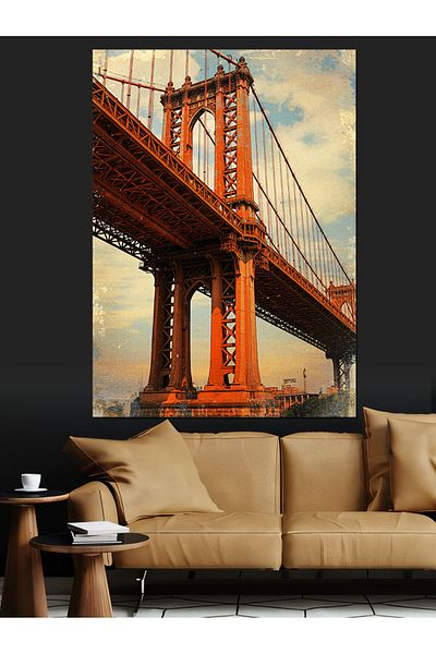 Tablomega Golden Gate Bridge and Sunset Decorative Canvas - Mdf Wooden Painting