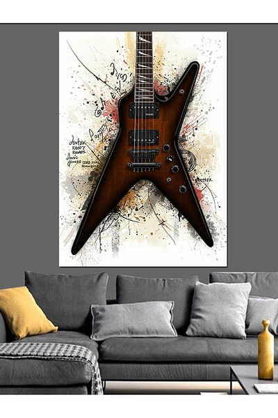 Tablomega Brown Electric Guitar Decorative Canvas - Mdf Wooden Painting