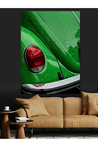 Tablomega Green Vosvos Back Design Decorative Canvas - Mdf Wooden Painting