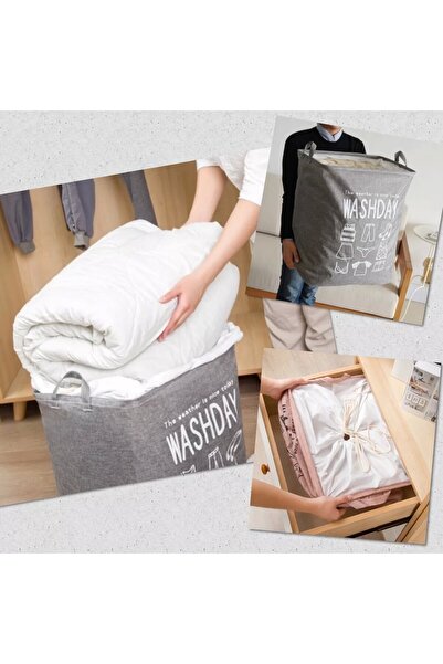 Flippy Laundry Basket, Flippy, 72 L, Textile, 30x40x60 cm, Grey, with Print