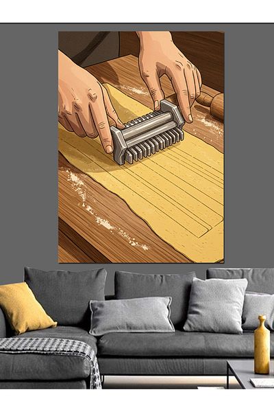 Tablomega Hands Making Pasta Decorative Canvas - Mdf Wooden Table