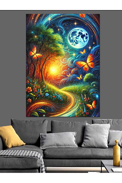 Tablomega Colorful Road and Magical Tree Decorative Canvas - Mdf Wooden Painting