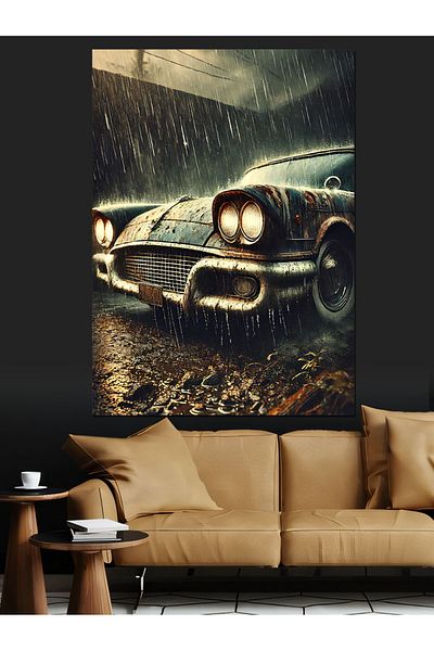 Tablomega Pânză decorativă pentru mașină clasică Under the Rain - Lemn MDF