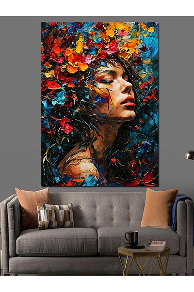 Tablomega Flowers and Women Decorative Canvas - Mdf Wooden Painting
