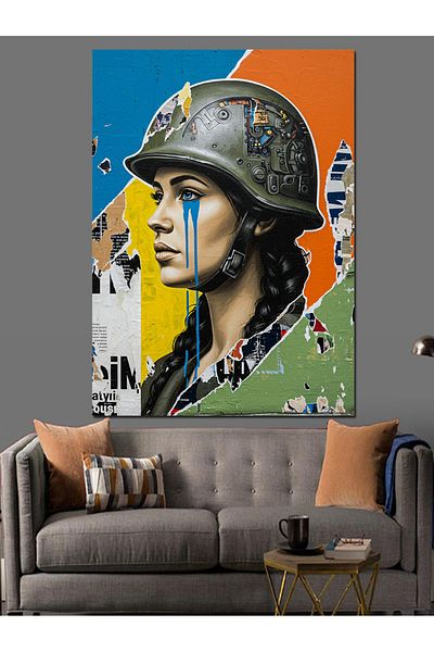 Tablomega Pânză decorativă Warrior și Blue Teardrop pentru femei - Lemn MDF