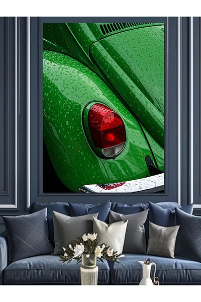 Tablomega Green Vosvos and Retro Air Decorative Canvas - Mdf Wooden Painting