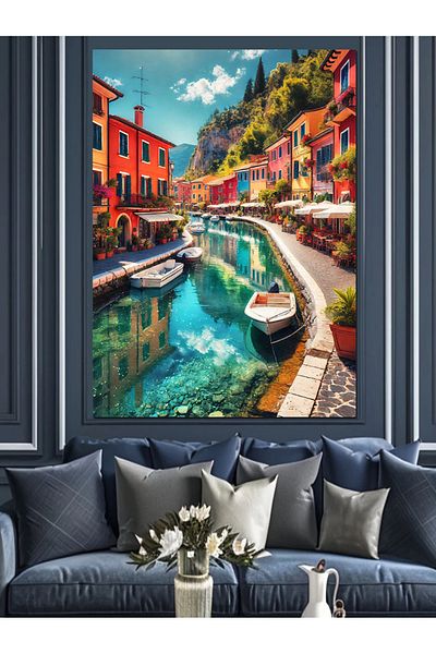Tablomega Historical Lighthouse and Ship Decorative Canvas - Mdf Wooden Painting
