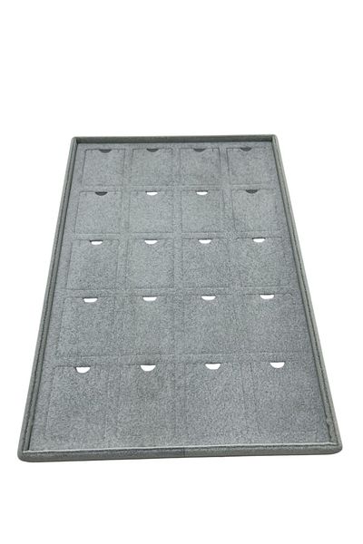 MeGass Dekor Domestic Production Roman Model Vertical Suede Fabric Gray Color Standing 20-Piece Pad Jewelry Display Table