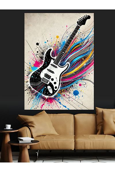 Tablomega Enthusiasm of Electric Guitar Decorative Canvas - Mdf Wooden Painting