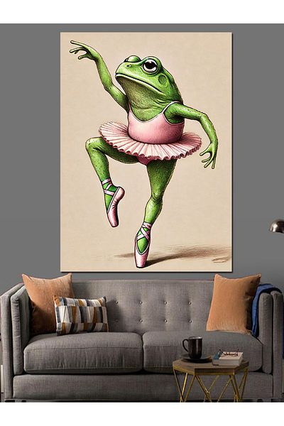 Tablomega Ballerina Frog Drawing Decorative Canvas - Mdf Wooden Painting