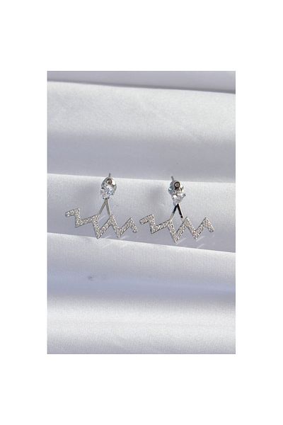 Skygo Brass Silver Color Zircon Stone Zigzag Earrings - Tj-Bkp9302