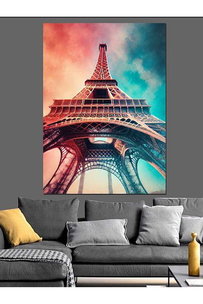Tablomega Turnul Eiffel și cer albastru pânză decorativă - pictură din lemn MDF