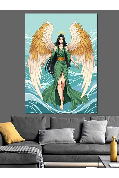 Tablomega Woman with Wings and Divine Energy Decorative Canvas - Mdf Wooden Painting