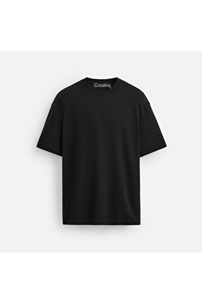 Unisex Siyah Basic Bisiklet Yaka T-shirt
