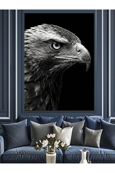 Tablomega Pânză decorativă cu desen de vultur negru - pictură din lemn MDF