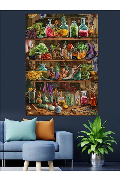 Tablomega Witch's Garden Decorative Canvas - Mdf Wooden Painting