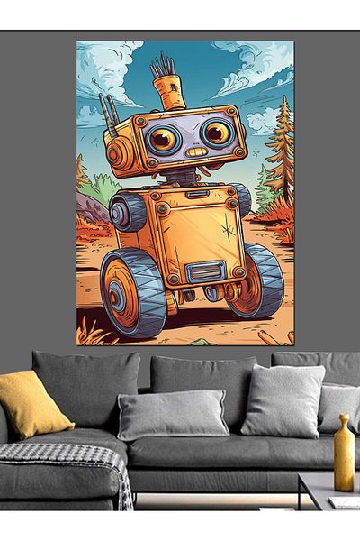 Tablomega Pânză decorativă robot drăguț - MDF Lemn