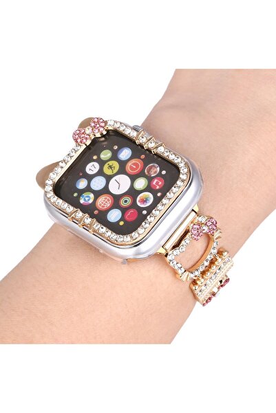 Alstrap Apple Watch 11-10 42mm Uyumlu Figürlü Zarif Taşlı Kasa Koruyucu