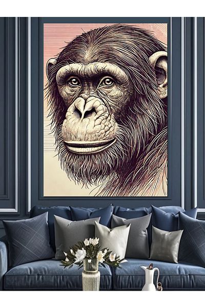 Tablomega Șimpanze și gând Decorativ Canvas - Lemn MDF