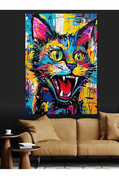Tablomega Pânză decorativă Angry Cat - Lemn MDF