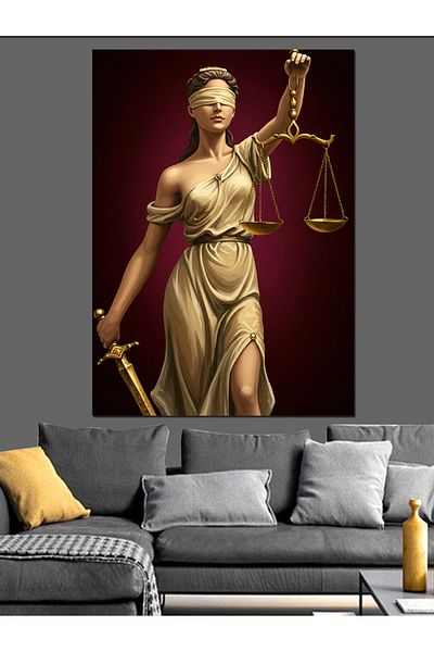 Tablomega Statuia Zeiței Iustitiei Pânză Decorativă - Lemn MDF Pictat