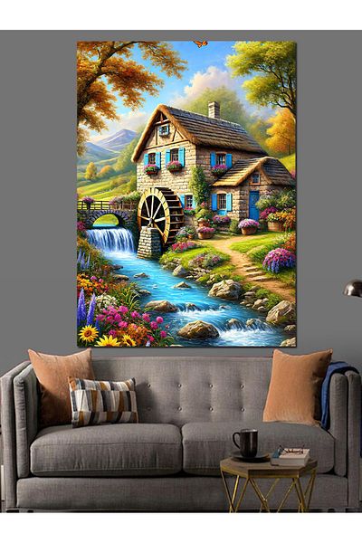 Tablomega Cottage by the Creek Decorative Canvas - Mdf Wooden Table