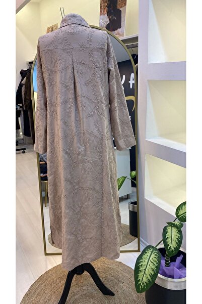 Invee İnvee 7018 Beige Modal Shirt Dress