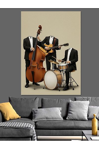 Tablomega Four Playing Music Decorative Canvas - Mdf Wooden Painting