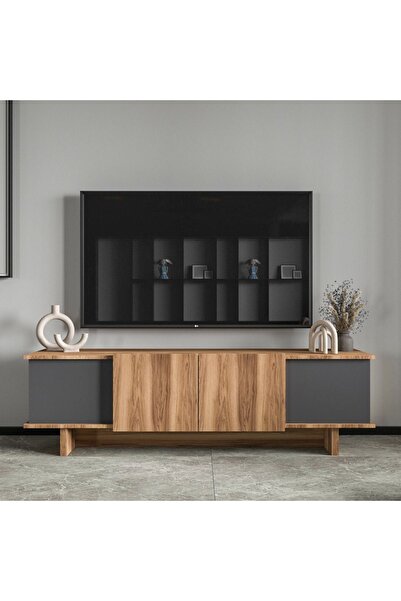 Diana 180 Cm Tv Unit , Walnut-Anthracite Tv Unit, Modern Tv Unit, Economic Unit