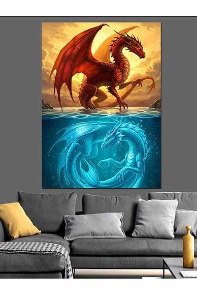 Tablomega Pânză decorativă Flame Dragon Art - Lemn MDF