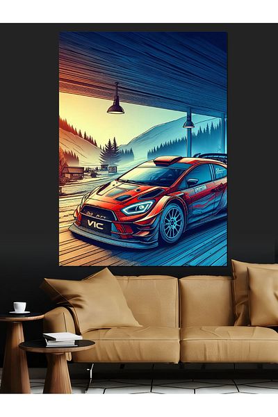 Tablomega Red Sports Car Decorative Canvas - Mdf Wooden Painting
