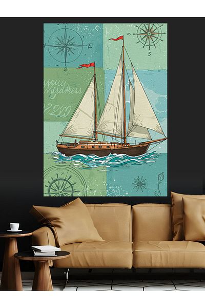Tablomega Sailing Seascape Decorative Canvas - Mdf Wooden Painting