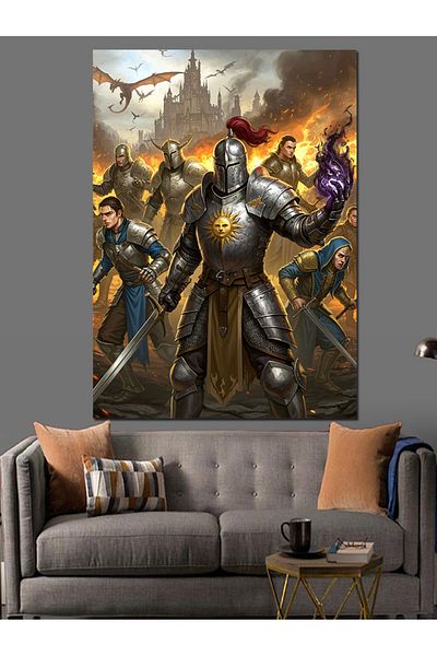 Tablomega Medieval Warriors Decorative Canvas - Mdf Wooden Painting